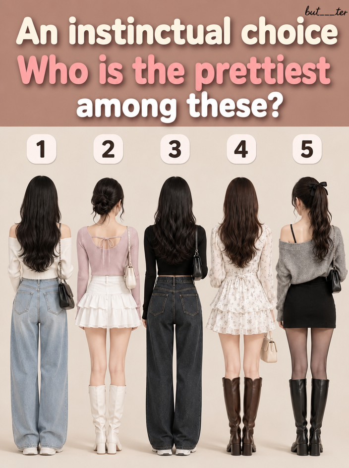 An image of five women standing with their backs turned, wearing different styles of clothing and numbered 1 through 5.