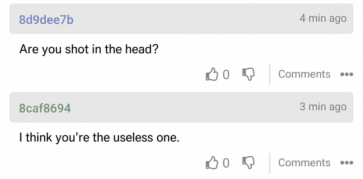 Screenshot of harsh netizen comments reacting to the poster's ridiculous delusion.