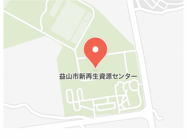 地図上に「益山市新再生資源センター」という施設名がピンと共に表示されているスクリーンショット。