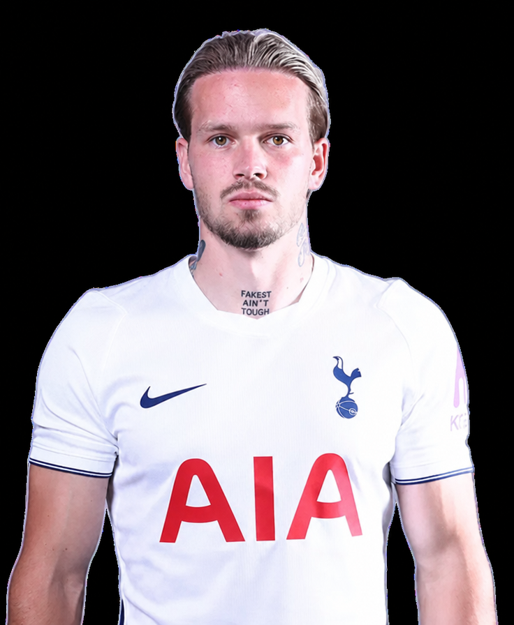 A photo of soccer player Mykhailo Mudryk edited into a Tottenham Hotspur jersey.