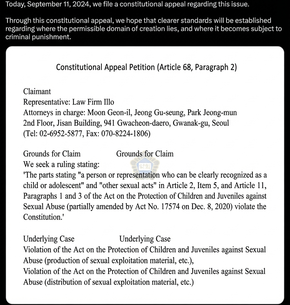 Screenshot of a constitutional appeal petition filing document stating the claims and grounds for the appeal.