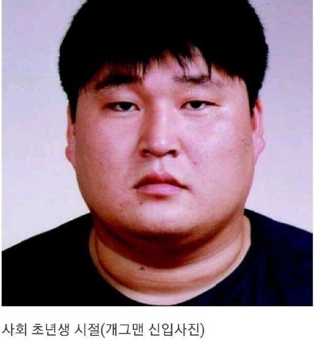 新人芸人時代のカン・ホドンの強烈でどっしりとした印象が残る証明写真。