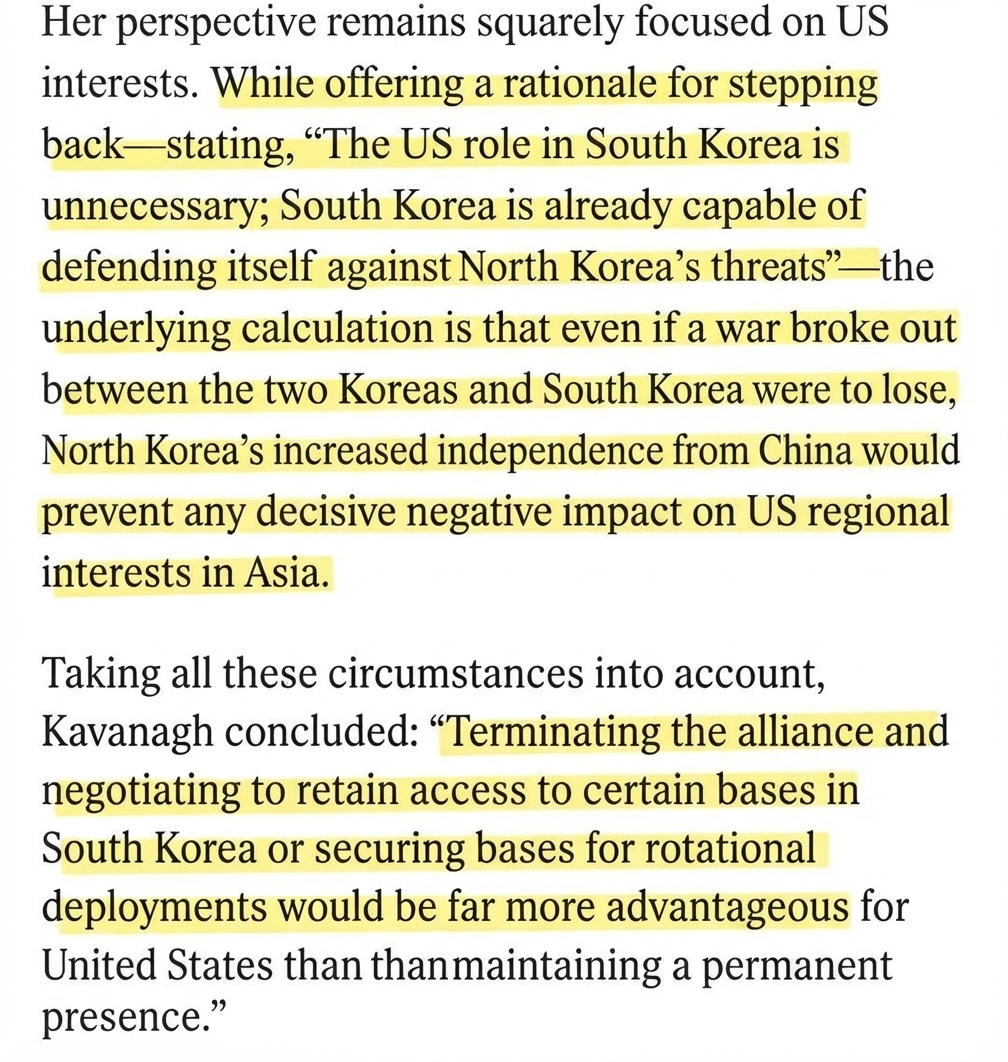 Screenshot of following article text analyzing why retaining base access after terminating the alliance would be more advantageous from the perspective of US national interests