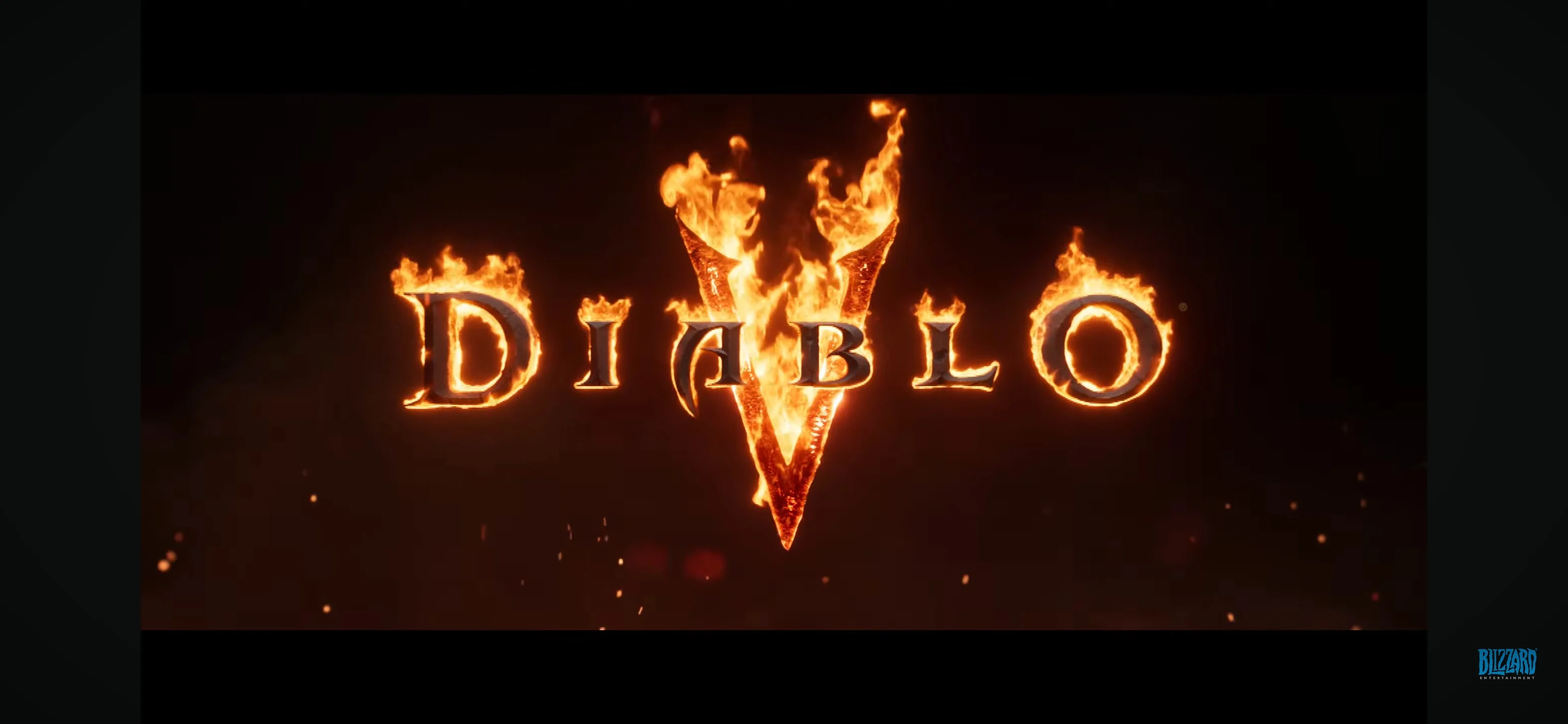 Diablo 5 logo engulfed in flames