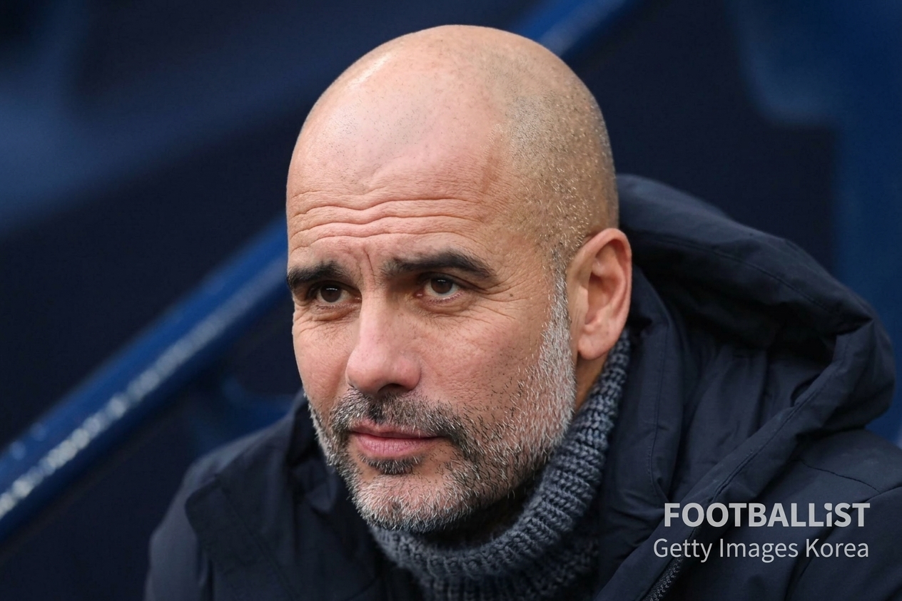 Photo of manager Pep Guardiola's face