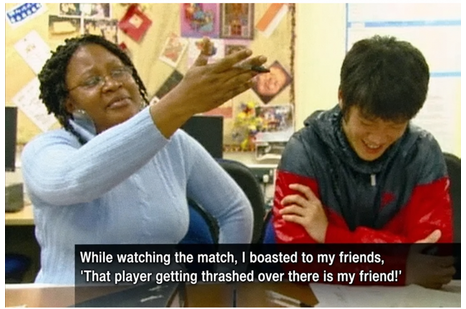 A scene where Viviana excitedly tells the story of how she bragged to her friends that the player getting thrashed on screen was her friend.
