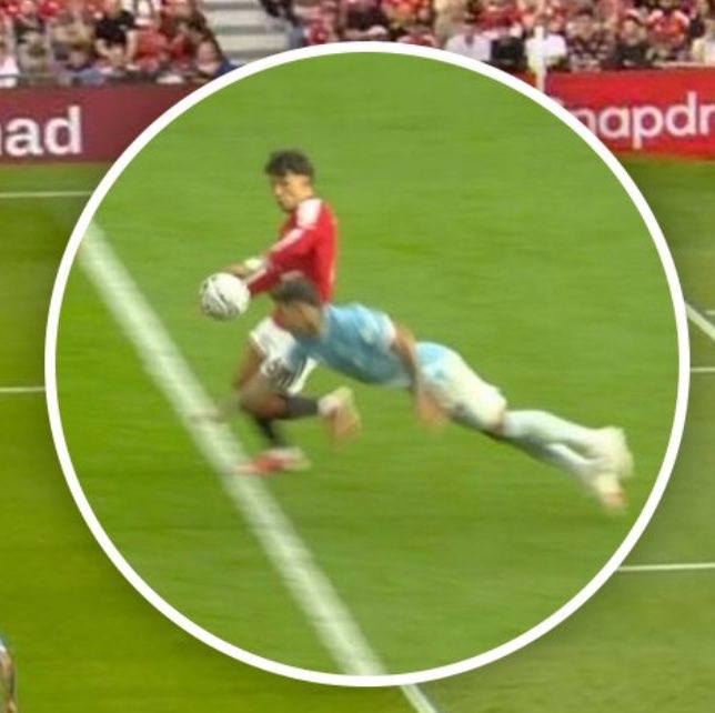 A zoomed-in shot of a player's movement to check for offside during the match.