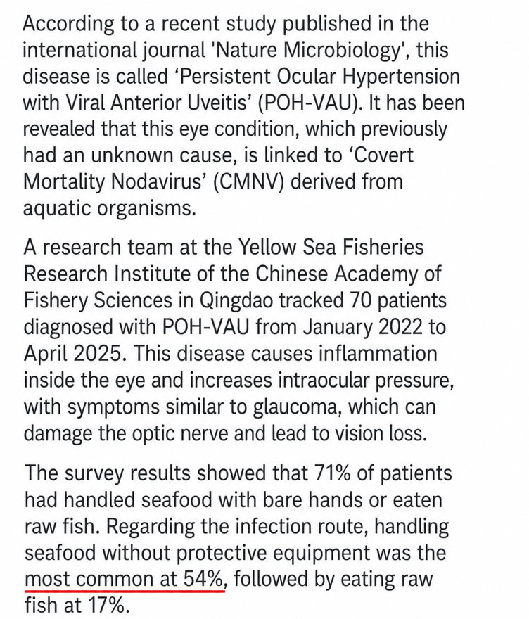 Capture of a news article explaining the causative virus and patient investigation path for POH-VAU disease.