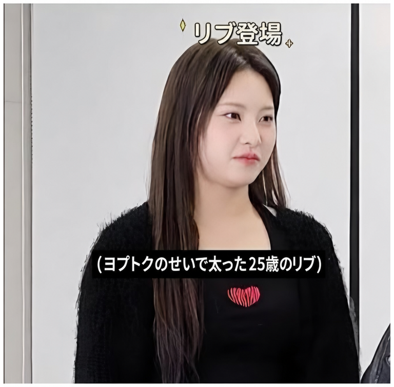 「リブ登場 (ヨプトクのせいで太った25歳のリブ)」という字幕がついたスクリーンショット。