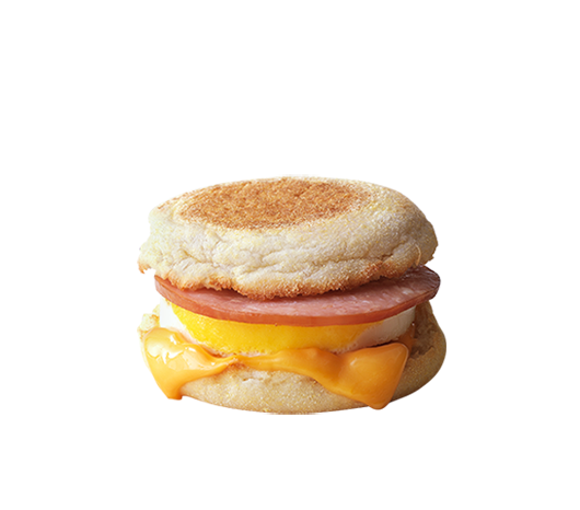 白い背景の上に置かれたマクドナルドのエッグマックマフィン