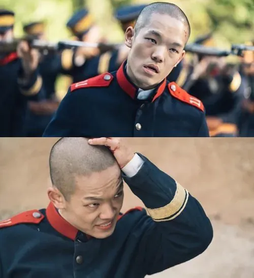 Scenes from the drama 'Mr. Sunshine' where actor Lee Jung-hyun plays the role of Sergeant Tsuda.