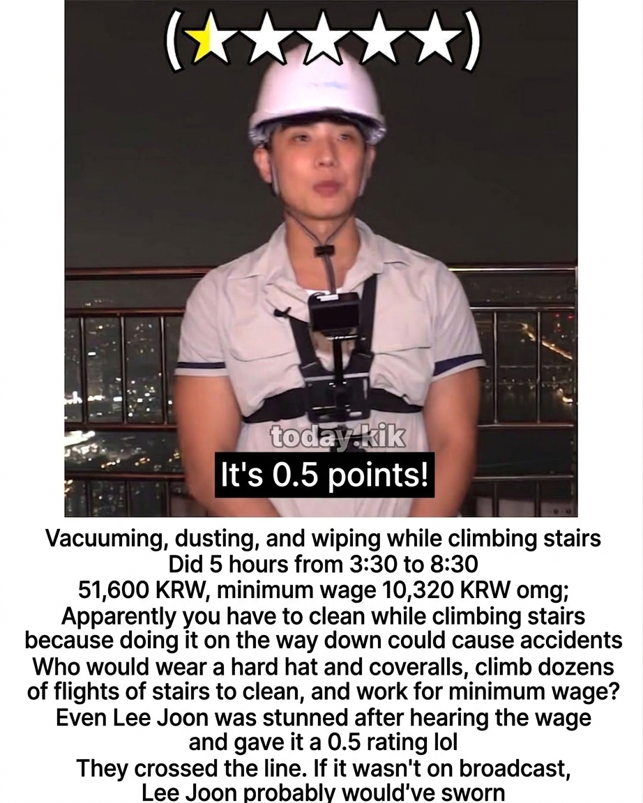 Lee Joon looking bewildered while rating the part-time job 0.5 stars.