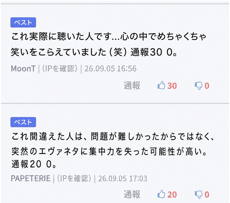 このJLPT過去問を実際に試験会場で聴いたというネットユーザーの反応