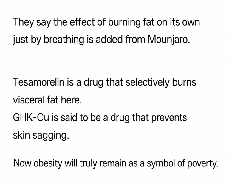 A text capture explaining the effects of burning fat just by breathing, visceral fat decomposition, and preventing skin sagging.