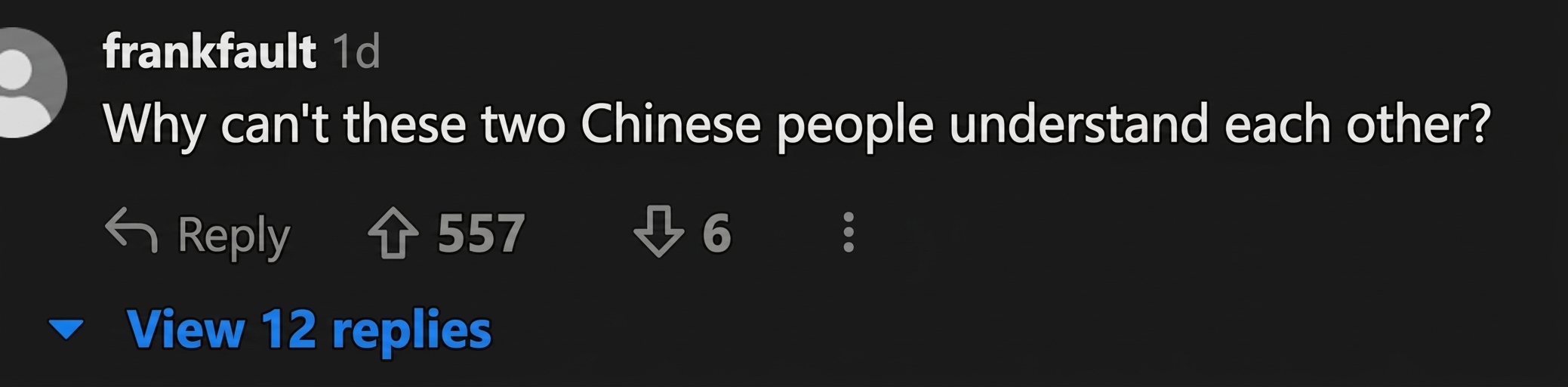 Screenshot of an English comment by user frankfault