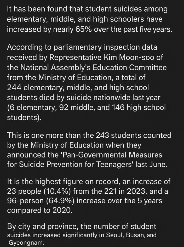 News capture of student suicide statistics (page 1)