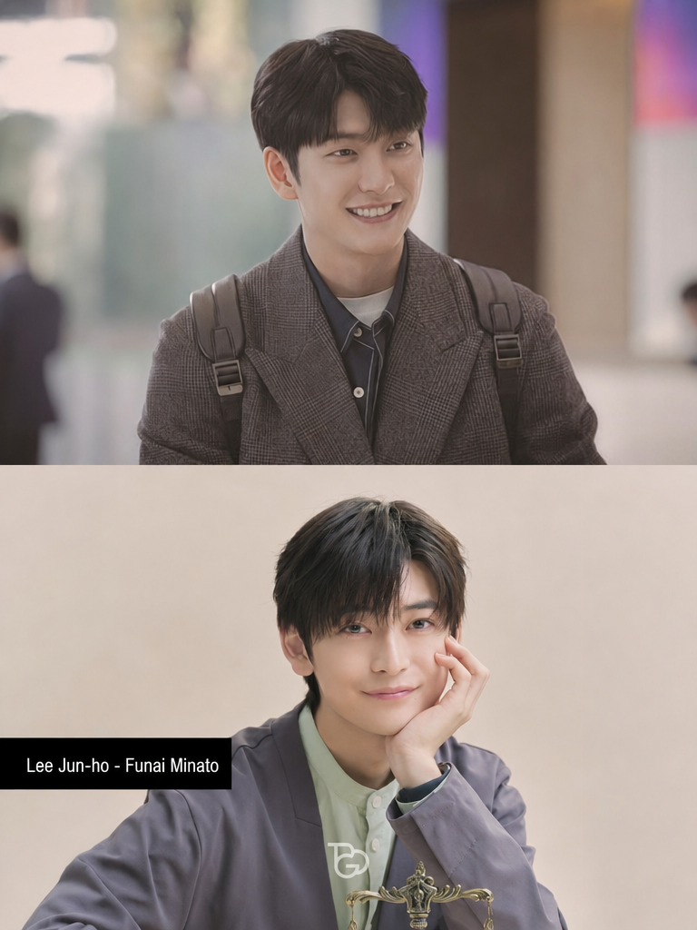 Side-by-side comparison photo of the Korean Lee Jun-ho and the Japanese counterpart Funai Minato