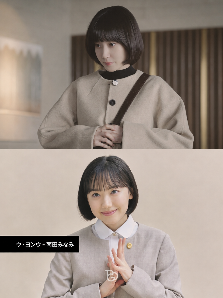 韓国版ウ・ヨンウと日本版ヒロインの南田みなみの比較写真