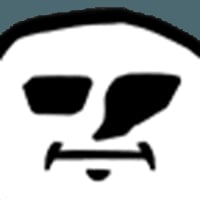 A close-up of a meme character's face staring blankly.