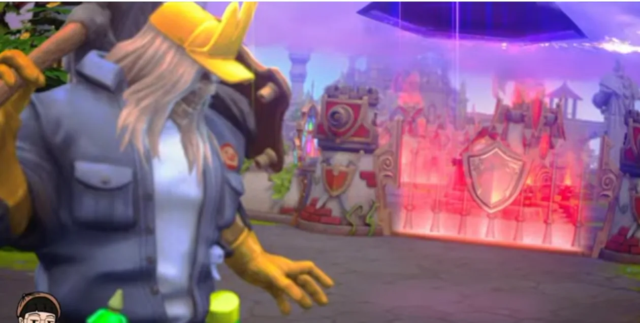 Janitor Leoric staring at a red glow beyond a doorway