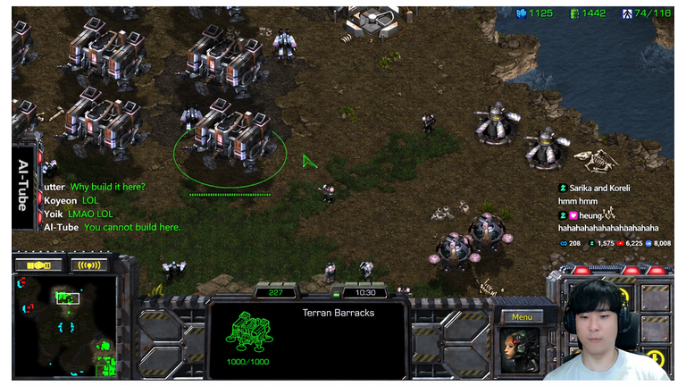Game screen showing the Barracks flying in a line toward the opponent's territory.